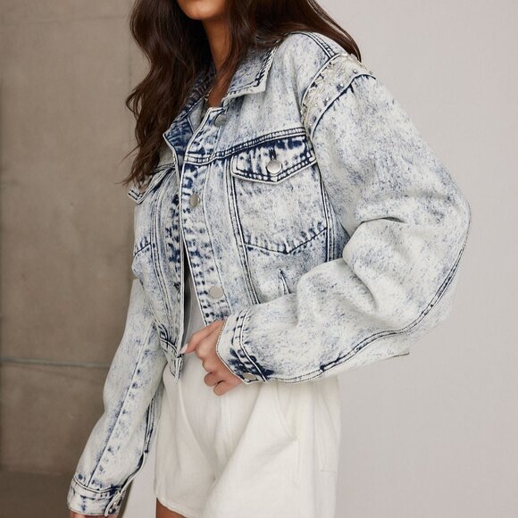 12th Tribe Chevall Rhinestone Embellished Denim Jacket Size LL - Picture 2 of 6